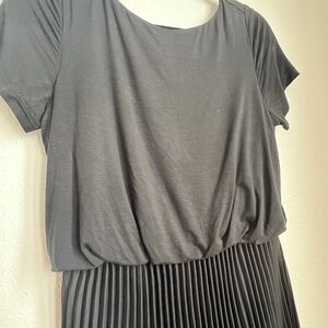 Mixed media Loft Black Pleated Dress